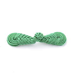 Grün Handgemachte chinesische Frösche Knoten Tasten Sets, Polyester-Taste, Mispel, grün, 60~65x14~15x5~6 mm