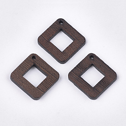 Kokosnuss braun Wenge Holzanhänger, ungefärbt, Karo, Kokosnuss braun, 38x38x2.5~3.5 mm, Bohrung: 2 mm, Seitenlänge: 29 mm