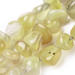 Лимонный шифон Природный агат бисер нитей, упавший камень, окрашенная и подогревом, самородки, лимонный шифон, 8~16x9~13x9~12 мм, отверстие : 1.4 мм, около 36~42 шт / нитка, 14.96 дюйм (38 см)