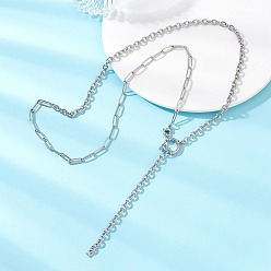 Нержавеющая Сталь Цвет 304 скрепки из нержавеющей стали, цепочка, кабель, лариат, ожерелья, с застежками пружинного кольца, не тускнеет, цвет нержавеющей стали, 24.72 дюйм (62.8 см)