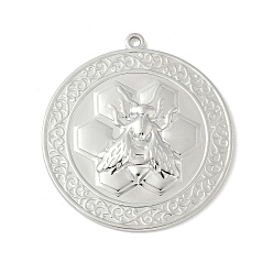 Нержавеющая Сталь Цвет 304 подвески из нержавеющей стали в виде пчел, обереги от насекомых, не тускнеет, цвет нержавеющей стали, 41x38x3 мм, отверстие : 2 мм