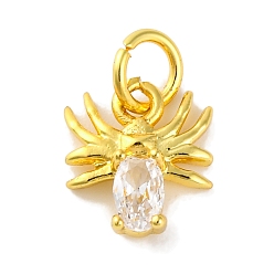 Прозрачный Латунь с микропокрытием, долговечный, без кадмия и без свинца, реальный 18 k позолоченный, олень, прозрачные, 10x9x3.5 мм, отверстие : 3.5 мм