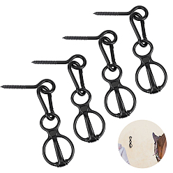 Black 4 Bags Alloy Heavy Duty Horse Tie Ring, Horse Supplies Accessories, Mixed Shapes, Black, 120x66x16mm