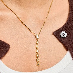 Rectangle 304 Подвеска-колье из нержавеющей стали с кристаллами и стразами для женщин, реальный 18 k позолоченный, прямоугольные, 18.11 дюйм (46 см)