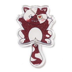 Коричневый Акриловые подвески, кошка, коричневые, 55x32x2.5 мм, отверстие : 1.8 мм