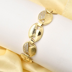 Настоящее золото 18K Латунные браслеты-цепочки с микропаве из прозрачных кубических цирконий для женщин, овальные, долговечный, без кадмия и без свинца, стойки покрытие, реальный 18 k позолоченный, 8 дюйм (20.3 см)