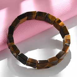 Тигровый глаз Квадратные натуральные бусины тигрового глаза эластичные браслеты для женщин и мужчин, внутренний диаметр: 2-1/4~2-3/8 дюйм (5.55~5.95 см)