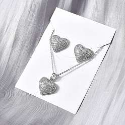 Платина Комплекты из латунных серег-гвоздиков и ожерелий с микропаве из кубического циркония, без кадмия и без свинца, долговечный, стойки покрытие, платина, 18.03 дюйм (458 мм)