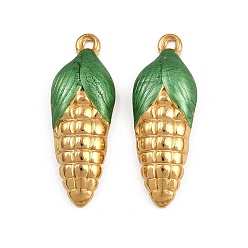 Corn 304 нержавеющей стальной эмали подвески, ионное покрытие (ip), реальный 18 k позолоченный, кукуруза, 27.5x10x4.5 мм, отверстие : 1.4 мм