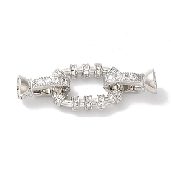 Платина Прямоугольник, покрытие стойки, латунь, микропаве, прозрачный кубический цирконий, складные застежки, долговечный, без свинца и без кадмия, платина, 35 мм, отверстие : 1 мм