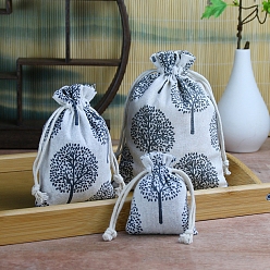 Дерево Мешковины упаковочные пакеты, шнурок сумки, для подарков, подарочные пакеты для вечеринок, дерево, 14x10 см