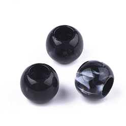 Black Acrylic Beads, Imitation Gemstone Style, Rondelle, Black, 11.5x9.5mm, Hole: 5.5mm, about 760pcs/500g