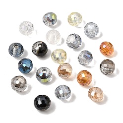 Gemischte Farbe Transparent galvanisieren Glasperlen, Runde, facettiert, Gemischte Farbe, 12~12.5x10~10.5 mm, Bohrung: 3~3.3 mm