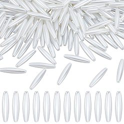 Белый 200 шт. овальные акриловые бусины с имитацией жемчуга, белые, 28x6 мм, отверстие : 1.5 мм