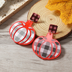 Серый Пасхальные акриловые серьги-подвески, тыква, серые, 53x42 мм