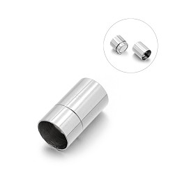 Stainless Steel Color 304 Stainless Steel Column Magnetic Clasps with Glue-in Ends, Stainless Steel Color, 20x12mm, Hole: 10mm