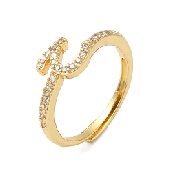 Настоящее золото 18K Стойка с покрытием из латуни с кубическим цирконием и арабскими буквами, регулируемые кольца для женщин, без кадмия и без свинца, долговечный, реальный 18 k позолоченный, 7.6x8.1 мм, внутренний диаметр: 18.2 мм