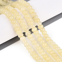 Лимонный шифон Окрашенные природные белый нефрит бисер пряди, рондель, лимонный шифон, 6~6.5x4~4.5 мм, отверстие : 1 мм, около 86~90 шт / нитка, 14.57~15.16'' (37~38.5 см)