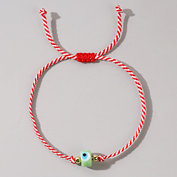 Verde Claro Pulseras ajustables de cuentas trenzadas con ojo turco de cristal para hombres y mujeres., verde claro, 11.02 pulgada (28 cm)