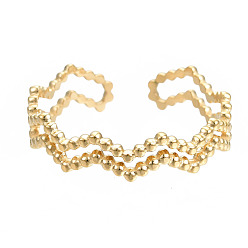 Золотой 304 открытое манжетное кольцо из нержавеющей стали, массивное полое кольцо для женщин, золотые, размер США 7 3/4 (17.9 мм)