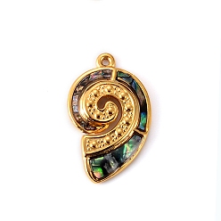 Shell Shape Подвески из ракушек пауа из нержавеющей стали, золотые, формы раковины, 28x17 мм