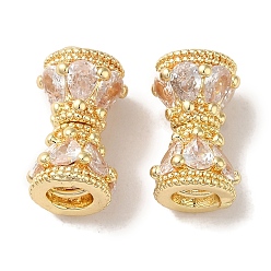 Золотой Стойка покрытие латунь проложить прозрачные бусины кубического циркония, долговечный, без кадмия и без свинца, колонка, золотые, 8x14.5x7.5 мм, отверстие : 3 мм