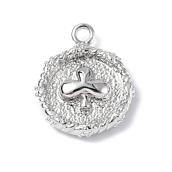 Платинированный Латунные подвески, , плоский круглый шарм с игральными картами, Реальная платина, 15.5x12.5x2.5 мм, отверстие : 1.4 мм