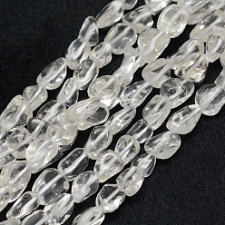 Quartz Crystal Natural Quartz Crystal Beads Strands, Rock Crystal Beads, Tumbled Stone, Nuggets, 6~8x4~6mm, Hole: 1mm, 15.3 inch(39cm)