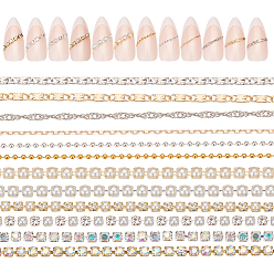 (52) Непрозрачная лаванда 2 наборы 2 цепочки из сплава со стразами и пластиковой имитацией жемчуга, ногтей декоративные аксессуары, разноцветные, 13~33.3хсм, 1 набор / стиль