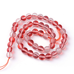FireBrick Synthetic Moonstone Beads Strands, Holographic Beads, Dyed, Frosted, Round, FireBrick, 8mm, Hole: 1mm, about 45~47pcs/strand, 14~15 inch