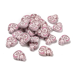 Rabbit Handmade Polymer Clay Cabochons, Rabbit, 9~10.5x8~9x1~1mm