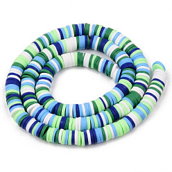 Sea Green Handmade Polymer Clay Beads Strands, for DIY Jewelry Crafts Supplies, Heishi Beads, Disc/Flat Round, Sea Green, 6x0.5~1mm, Hole: 1.8mm, about 290~320pcs/strand, 15.75 inch~16.14 inch(40~41cm)