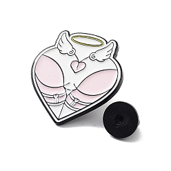 Heart Angel Heart Butt Zinc Alloy Enamel Pin Brooch, for Backpack Clothes, Heart, 30.5x29x2mm