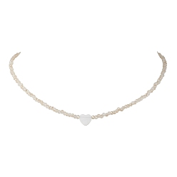 Желтая Старая Ткань  Стеклянные бусины с ожерельями-сердечками из ракушек, старое кружево, 17.99 дюйм (45.7 см)