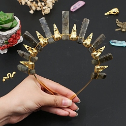 Лабрадорита Ободки для волос из натурального лабрадорита, аксессуары для волос для женщин и девочек, 185x155x15 мм