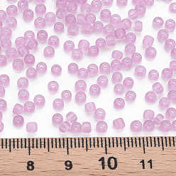 Ciruela 8/0 transparentes perlas de cristal de la semilla, agujero redondo, colores esmerilado, rondo, ciruela, 3~4x2~3 mm, agujero: 0.8 mm, sobre 15000 unidades / libra