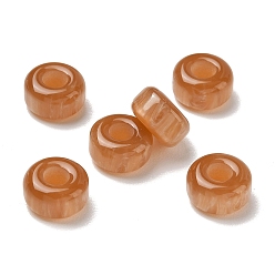 Sandy Brown Opaque Resin European Beads, Large Hole Beads, Flat Round, Sandy Brown, 12.5x7mm, Hole: 5mm