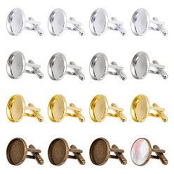 Mixed Color DIY Blank Dome Brass Cufflink Making Kits, Mixed Color, 27x18mm