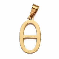 Letter Q 304 подвески из нержавеющей стали, греческий алфавит, letter.q, 16x9.5x1 мм, отверстие : 3x5.5 мм