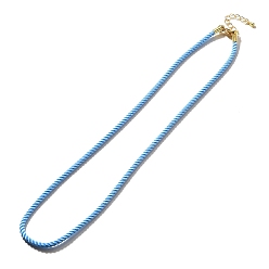 Светло-Голубой Изготовление ожерелья из нейлонового миланского шнура, с латунной фурнитурой и карабинами из нержавеющей стали, золотые, долговечный, Небесно-голубой, 17.91~18.31 дюйм (45.5~46.5 см)
