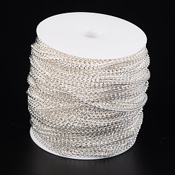 Silver Iron Twisted Chains Curb Chains, Unwelded, Silver Color Plated, with Spool, Link: 3x5mm, 0.8mm thick, about 328.08 Feet(100m)/roll