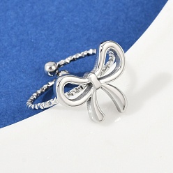 Нержавеющая Сталь Цвет 304 из нержавеющей стали манжеты кольца, бантом, цвет нержавеющей стали, 15.5x13 мм, внутренний диаметр: 17 мм