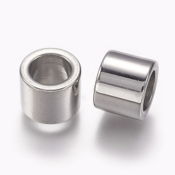 Stainless Steel Color 304 Stainless Steel Beads, Large Hole Beads, Column, Stainless Steel Color, 10x8mm, Hole: 6.5mm