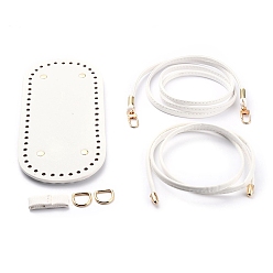 White (Defective Closeout Sale: Metal Oxidation), DIY PU Leather Knitting Crochet Bags, with Bottom, Drawstring and Shoulder Strap, for DIY Craft Shoulder Bags Accessories, White, 125.5x0.7x0.3cm