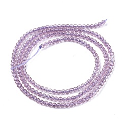 Lilac Glass Beads Strands, Imitation Quartz, Faceted, Round, Lilac, 2mm, Hole: 0.5mm,  about 175pcs/strand, 14.9 inch(38cm)