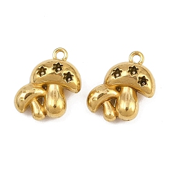 Real 20K Gold Plated 304 304 подвески из нержавеющей стали, грибное очарование, ионное покрытие (ip), реальный 20 k позолоченный, 15.5x13x6.5 мм, отверстие : 1.4 мм