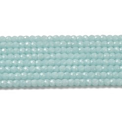 Светло-Голубой Синтетические светящиеся бусины, граненые, баррель, светится в темноте, Небесно-голубой, 4x3.5 мм, отверстие : 0.7 мм, около 102 шт / нитка, 14.37 дюйм (36.5 см)