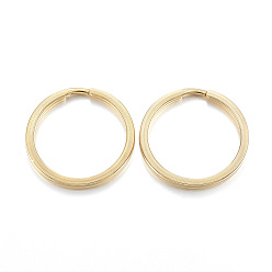 Настоящее золото 18K Ионное покрытие (ip) 304 разъемные кольца для ключей из нержавеющей стали, брелок для ключей, реальный 18 k позолоченный, 25x2 мм, внутренний диаметр: 21 мм