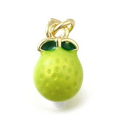 Grapefruit Латунь с эмалевыми подвесками, долговечный, без свинца и без кадмия, реальный 18 k позолоченный, с целью перехода в кольце, грейпфрут, 13.5x8x8 мм, отверстие : 3.2 мм