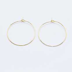 Real 18K Gold Plated Long-Lasting Plated Brass Hoop Earrings Findings, Real Gold Plated, Nickel Free, Ring, Real 18K Gold Plated, 21 Gauge, 31x0.7mm